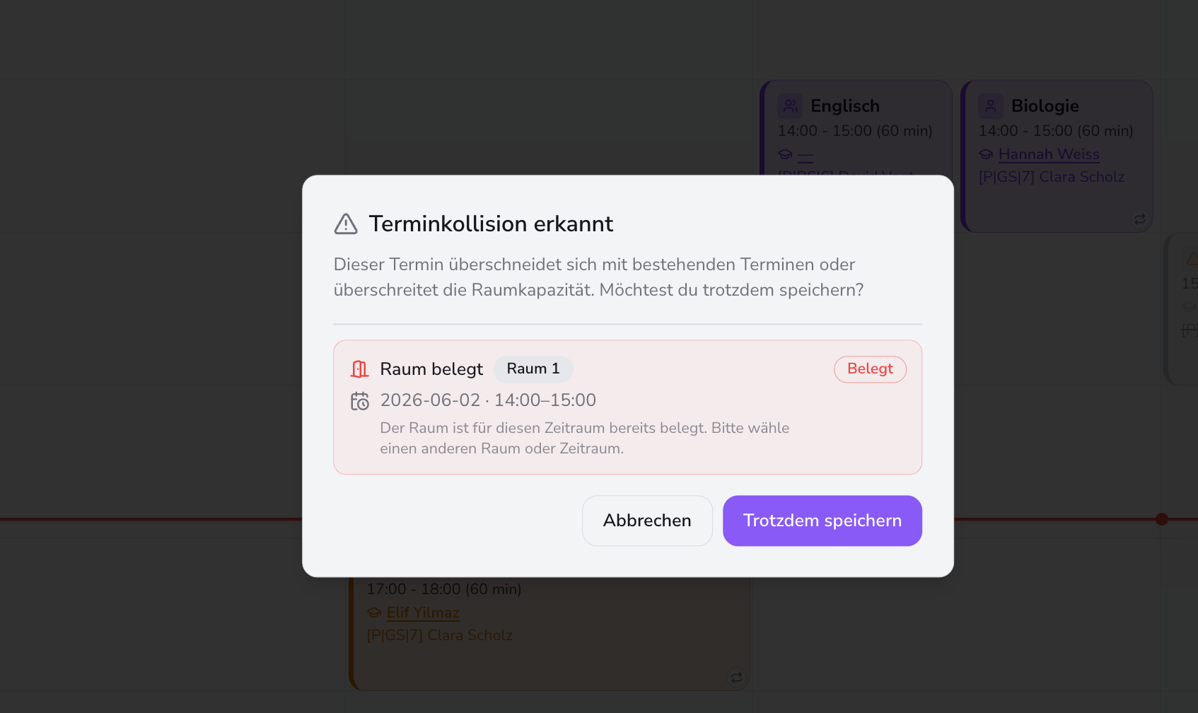 Raumkonflikt erkannt