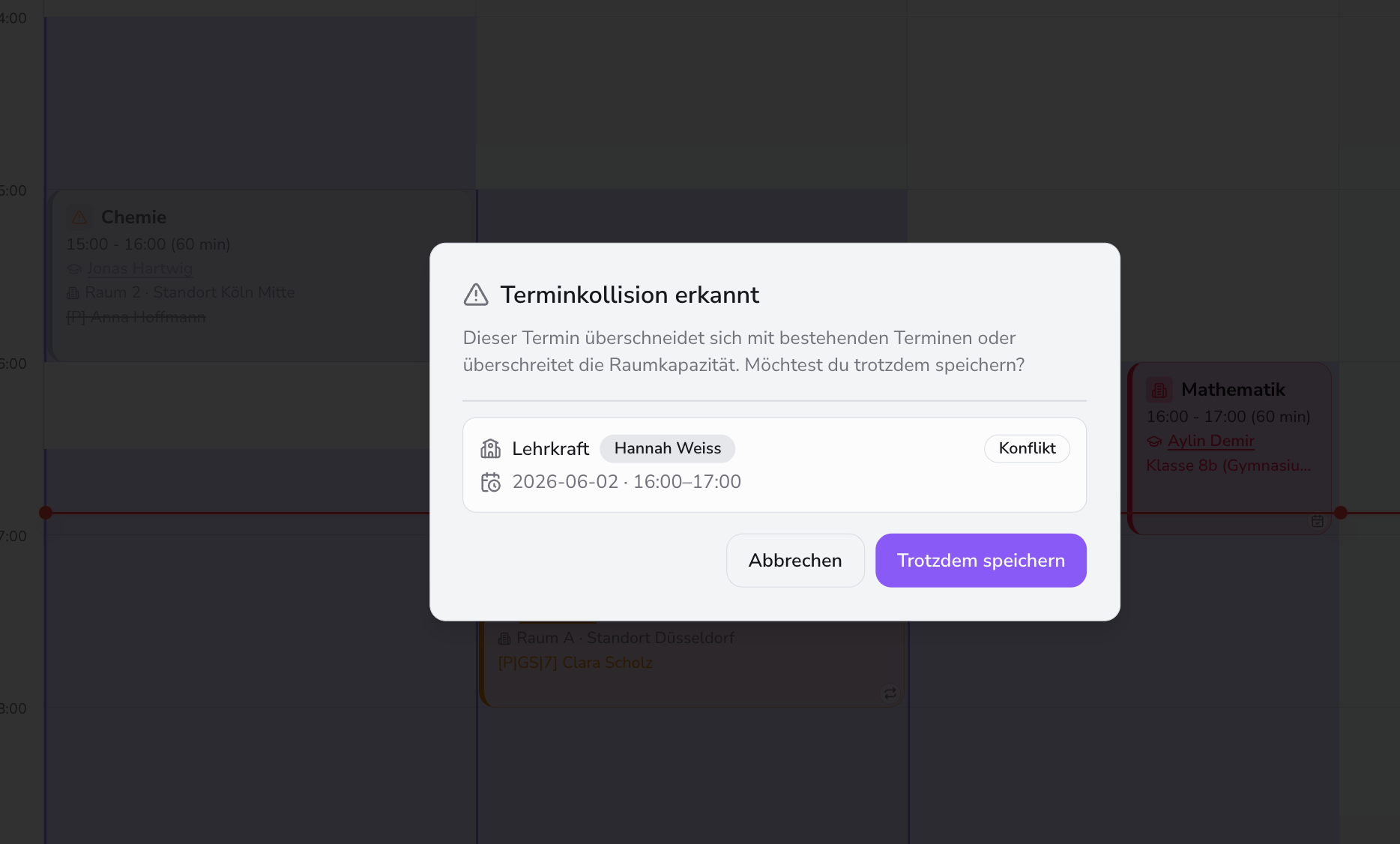 Lehrkraft-Konflikt erkannt